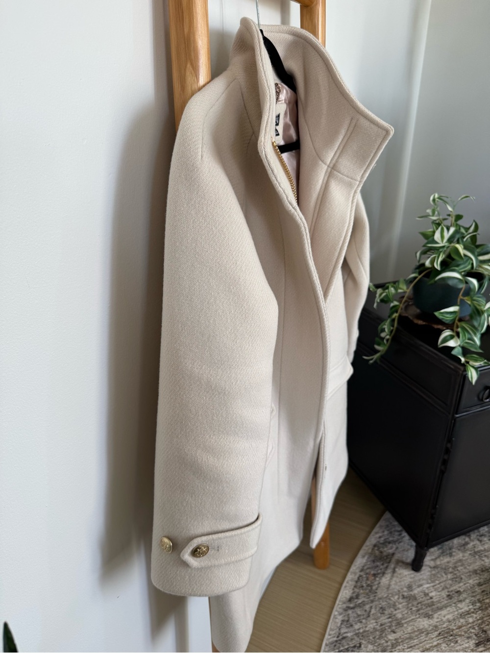 Jcrew Toscana petite 00 Women's Cream Zip-Front Wool Blend Coat